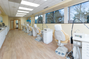The empty exam room that holds more than one patient.