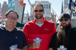 The adults sporting their koozies.