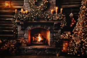 Christmas Cabin Fireplace Christmas Cabin Fireplace Background