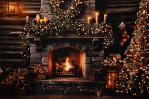 Christmas Cabin Fireplace Christmas Cabin Fireplace Background